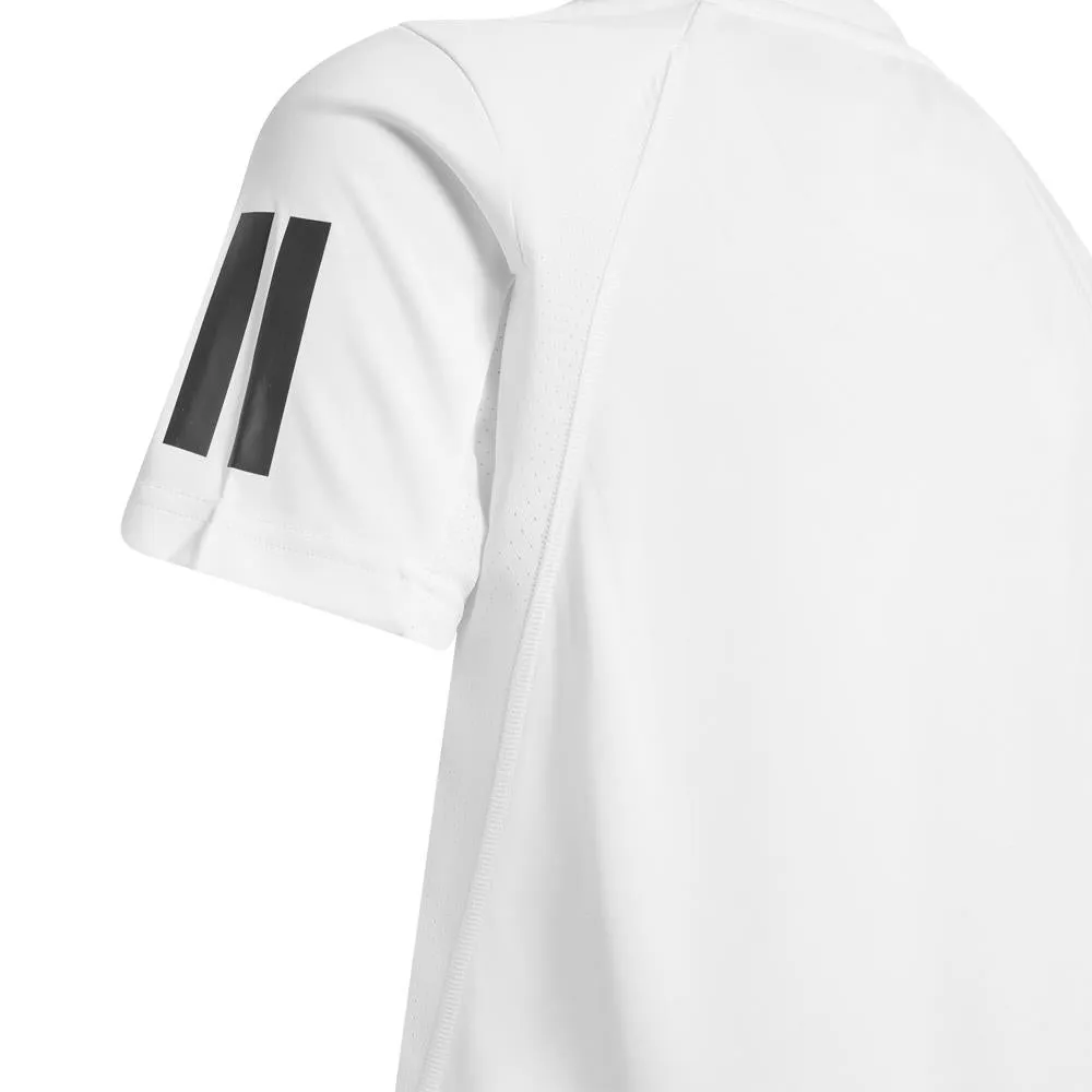 adidas Boys Club 3 Stripe Tee - White/Black Breathable Texture Customizable Options