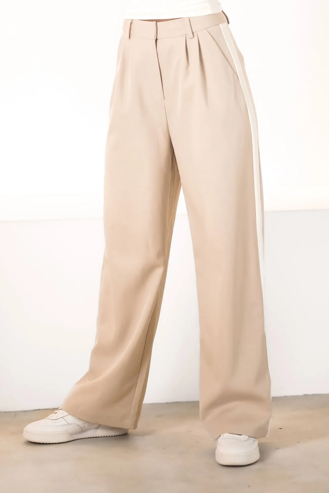 Smart Fit High-rise waist Lucas Stripe Pant Beige