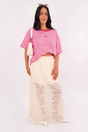 Finch Maxi Skirt Cream Frayed Finish