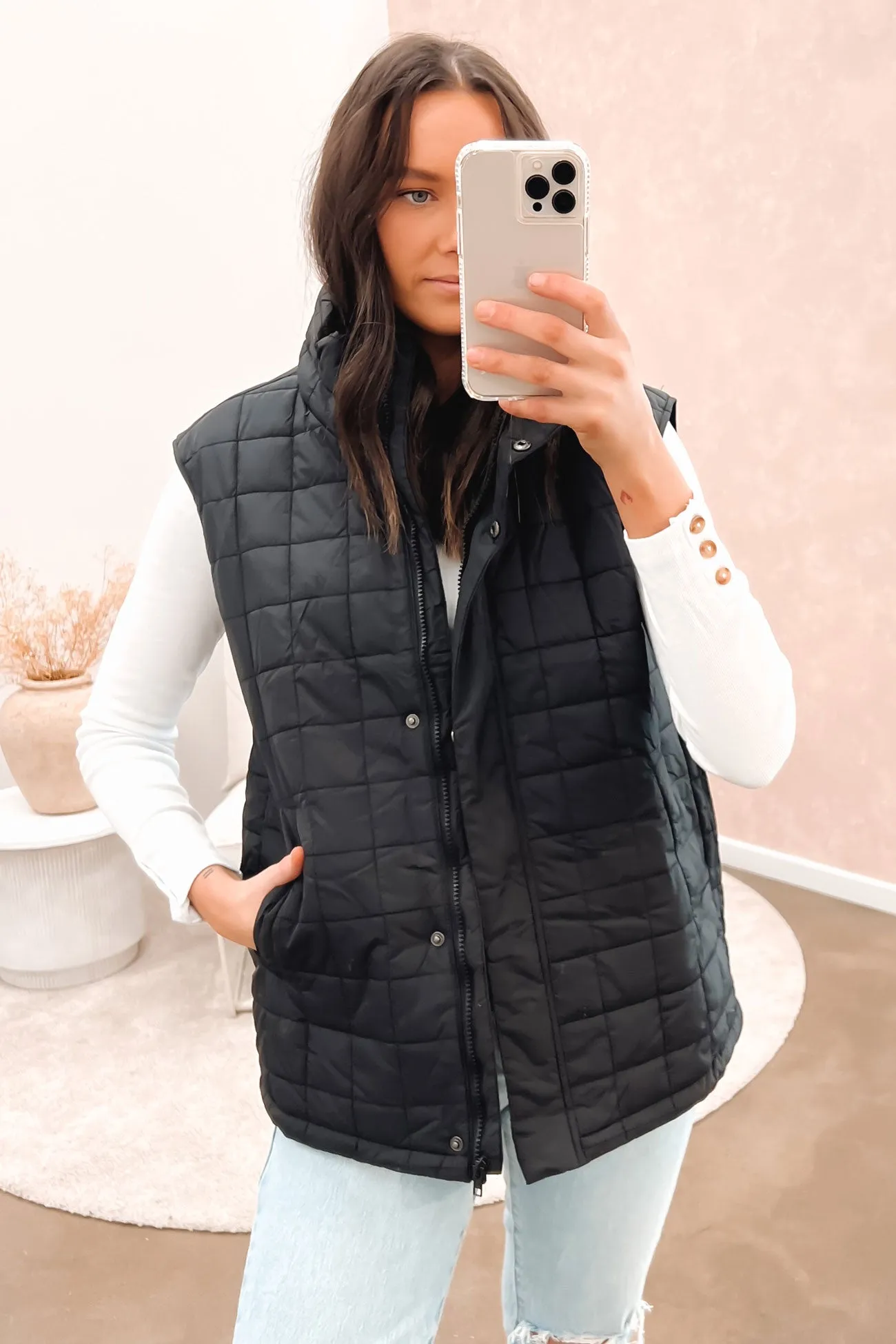 Waterproof Fabric Hollie Puffer Vest Black