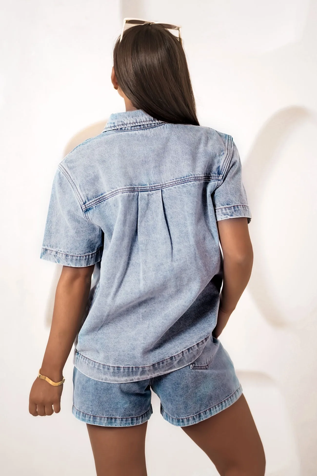 Tatum Denim Shirt Clear Water Blue Classy Detail Relaxed Silhouette