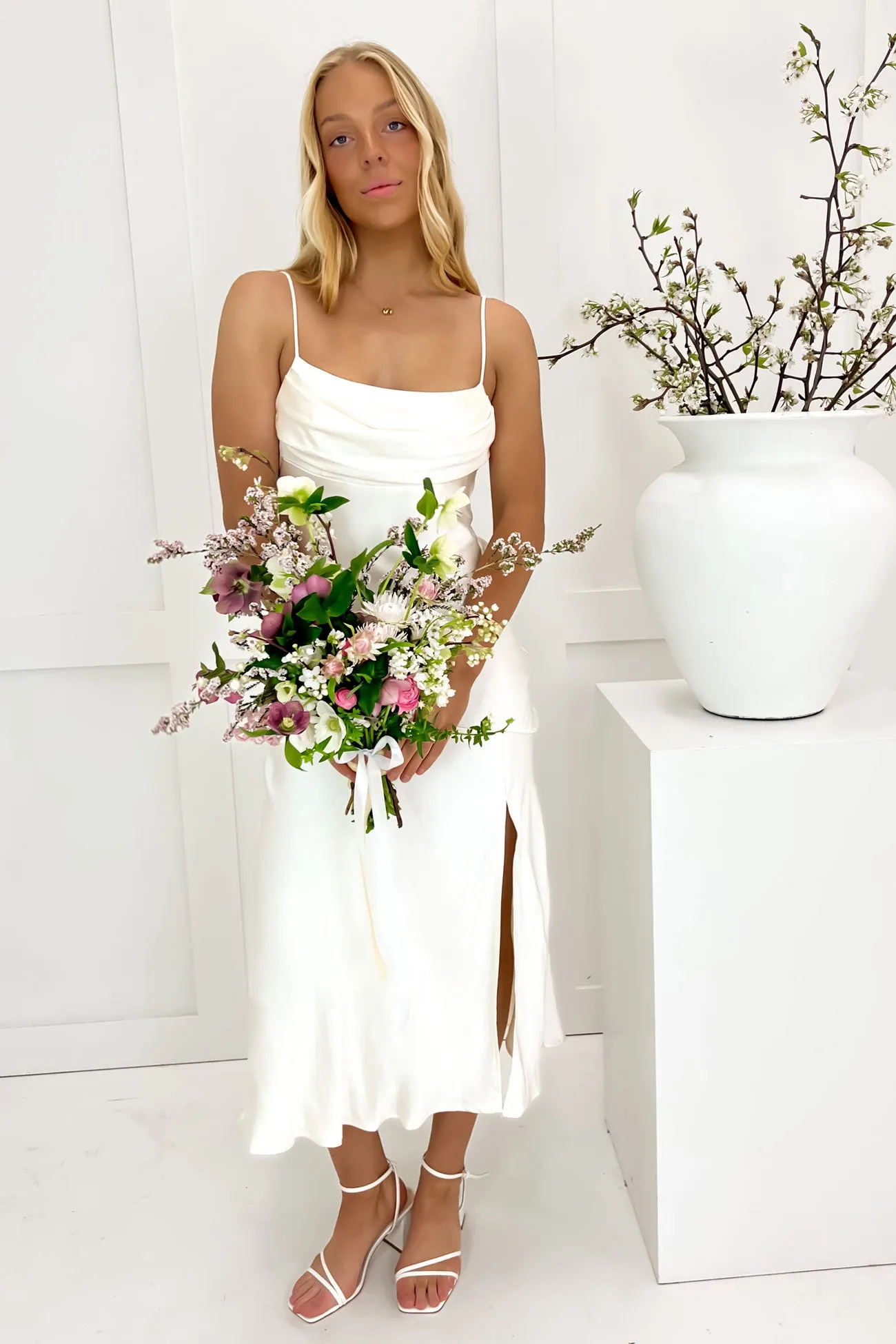 Modest Look Occasion Wear Edie Midi Dress Oyster