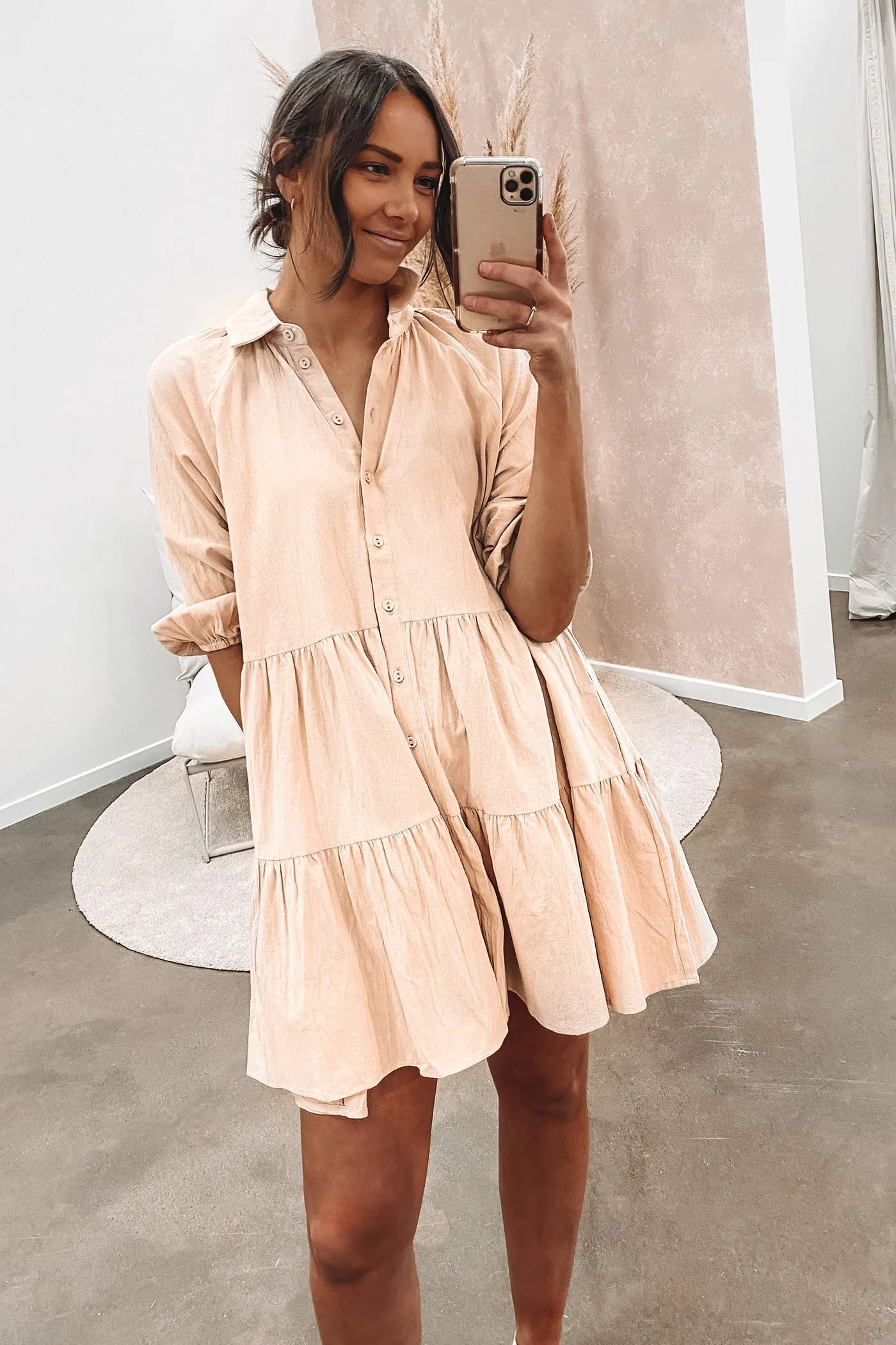 All Wear Jared Mini Dress Beige