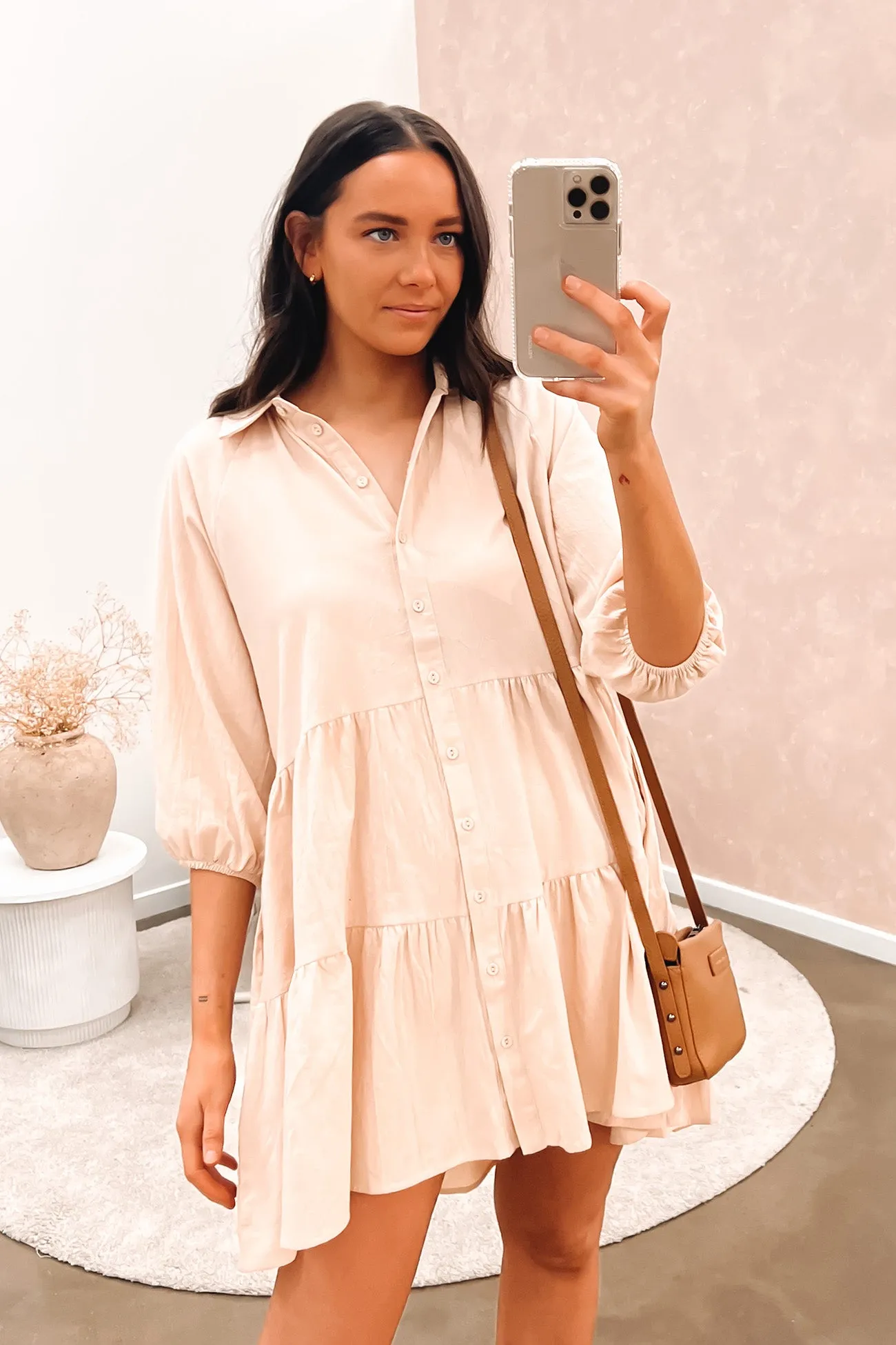 Natural Flow Chic Energy Jared Mini Dress Beige