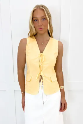 interest Effie Tie Vest Yellow