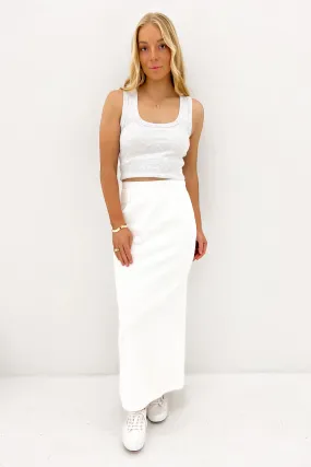 Zelinda Midi Skirt White Elasticized Cuff