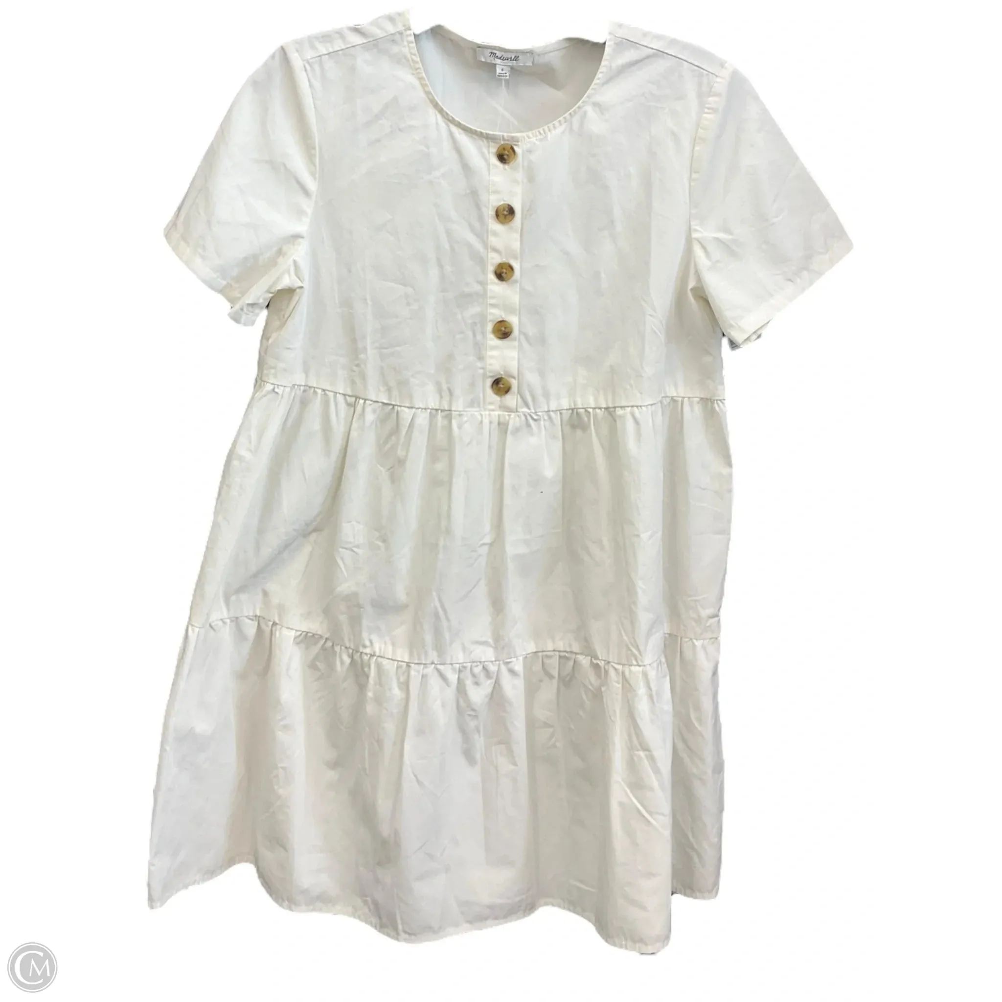 Trendy Vibes Scoop-Neck Dress Casual Midi By Madewell In Cream, Size: S