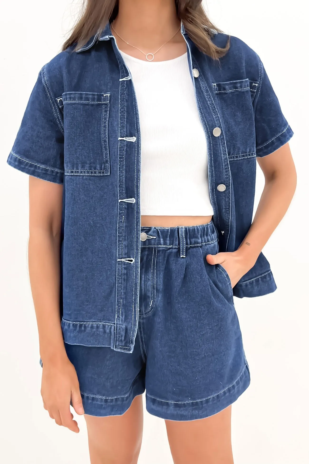 Serina Denim Short Dark Blue Outdoor Style
