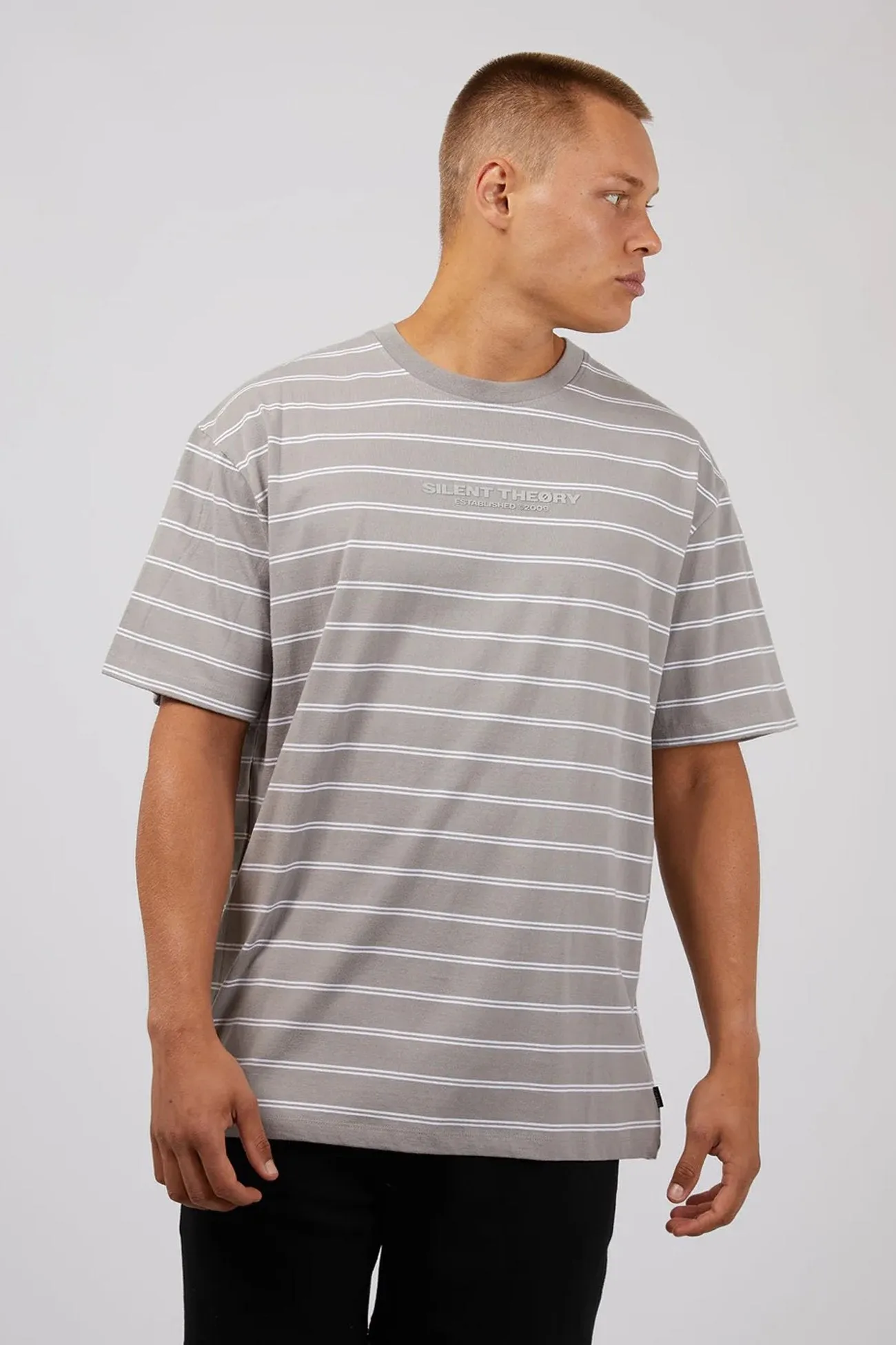 Easy Fit Essential Theory Stripe Tee Grey