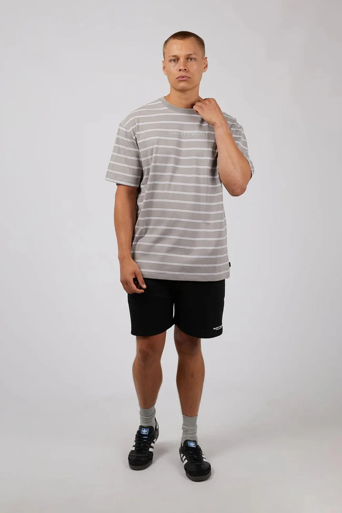 Essential Theory Stripe Tee Grey Essential Clothing Geometric Pattern