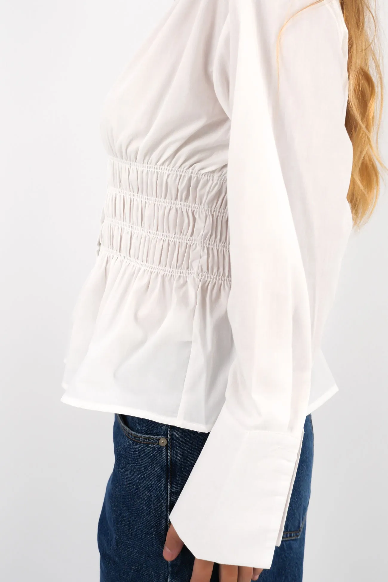 Elain Long Sleeve Shirt White Student Essential birthday celebration