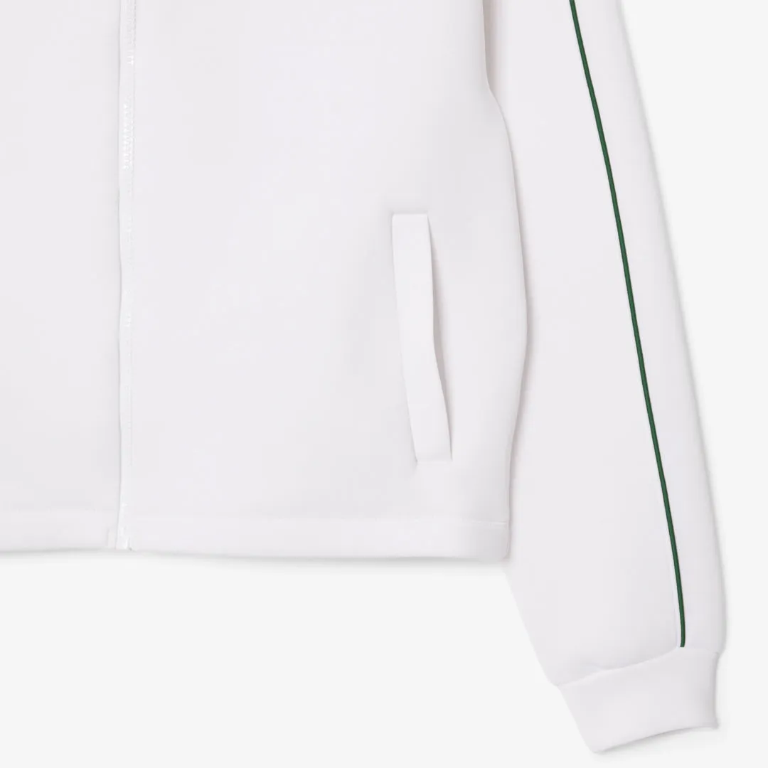 Elastic Ankles Lacoste Women's Ultra Dry Hoodie - White/Green Adjustable Hood