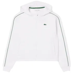 Elastic Ankles Lacoste Women's Ultra Dry Hoodie - White/Green Everyday Wear