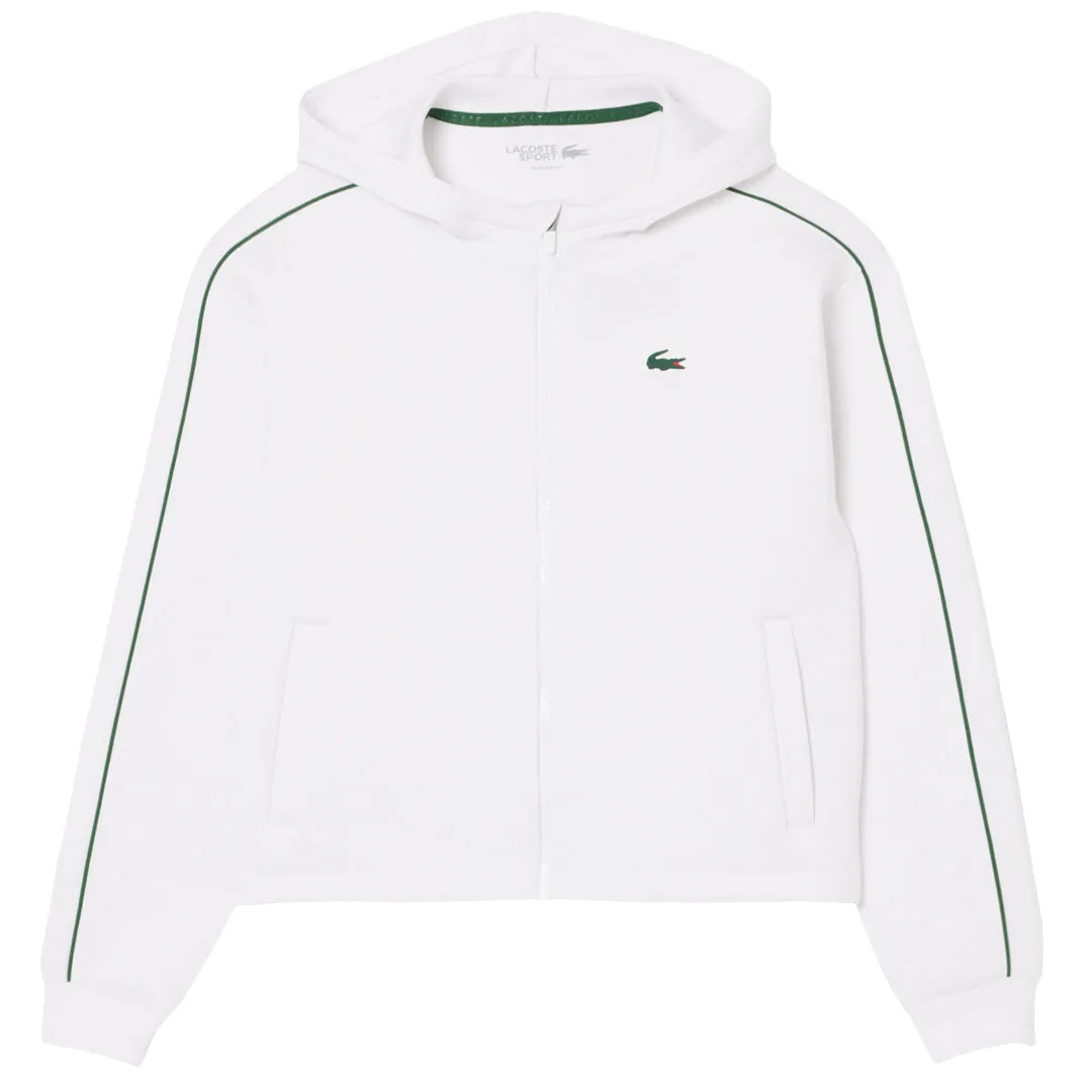 Elastic Ankles Lacoste Women's Ultra Dry Hoodie - White/Green Everyday Wear
