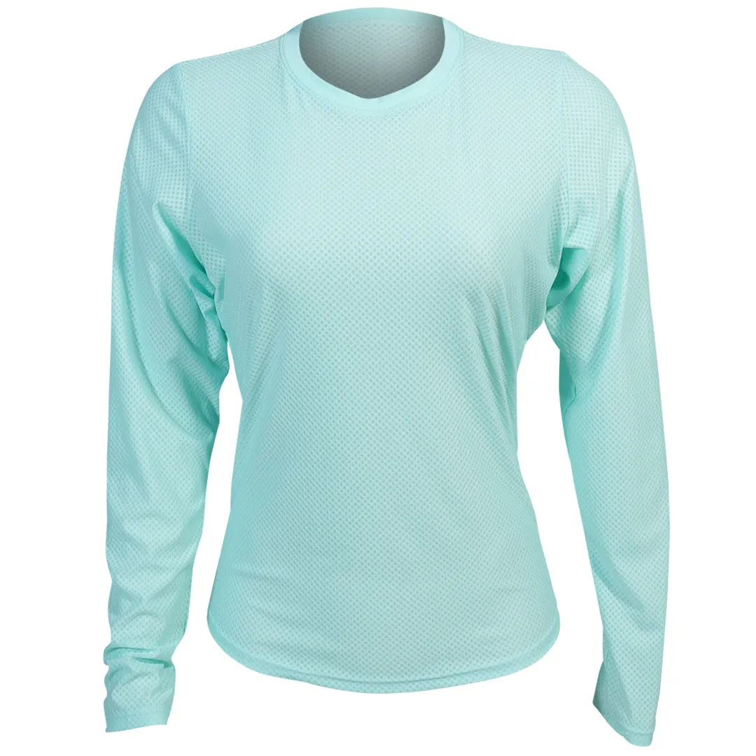 elastic waistband Sofibella Women's UV Colours Staples Mesh Long Sleeve - Blue Light Hand washable