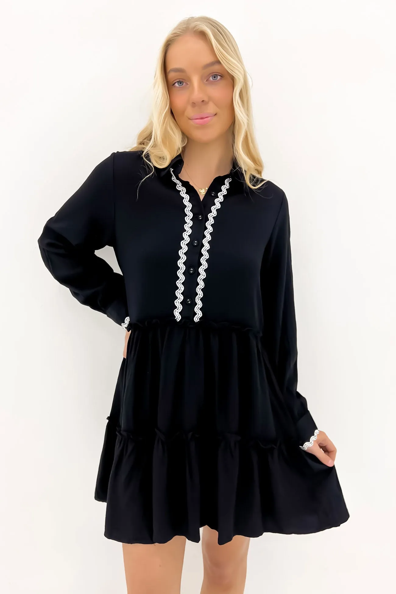 Casual day-to-night piece Hidden-Pocket Hahnee Mini Dress Black