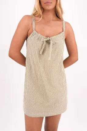 Lola Check Slip Dress Olive Weekend Favorite Sculpted Fit