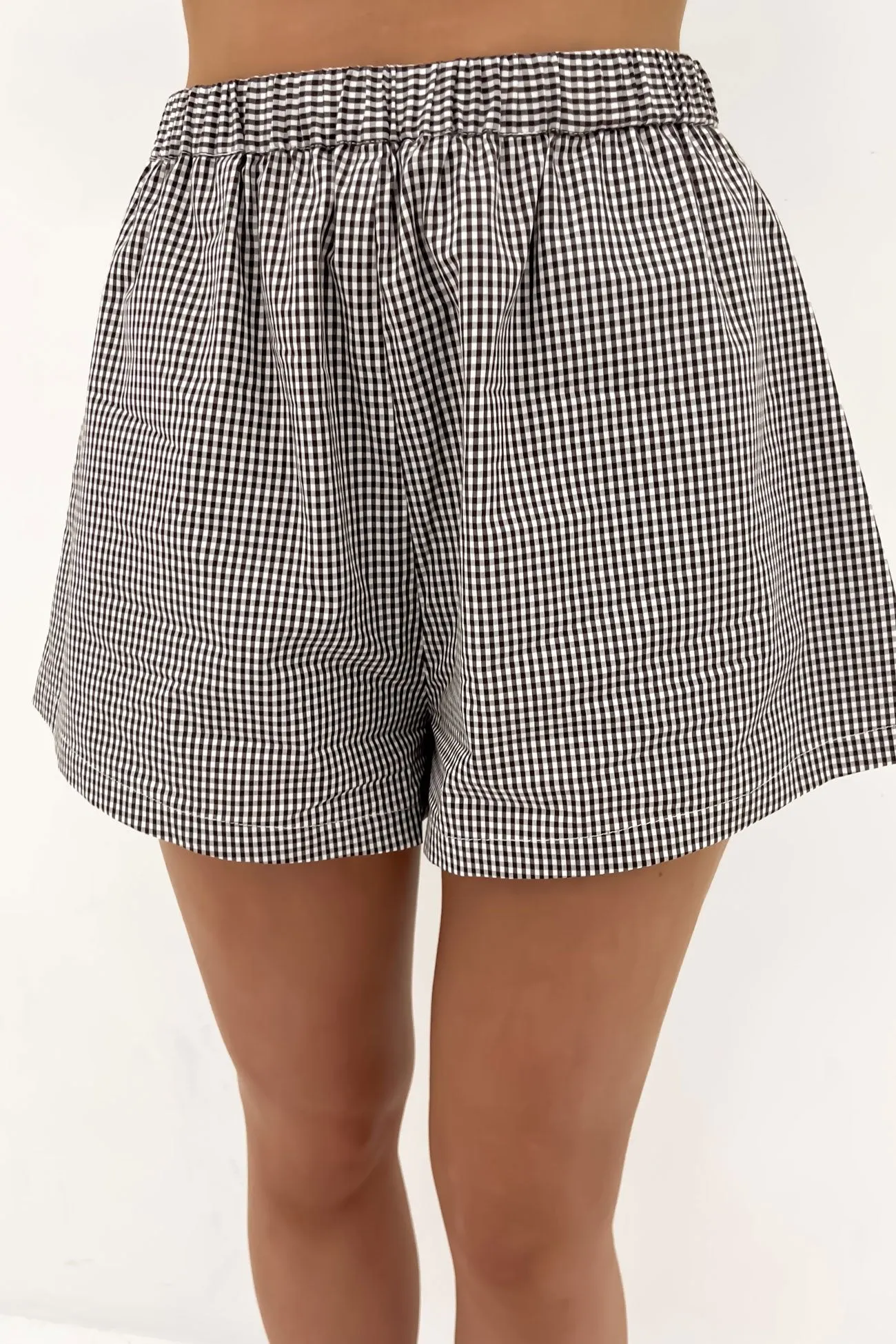 Elle Short Black Gingham Casual Shorts