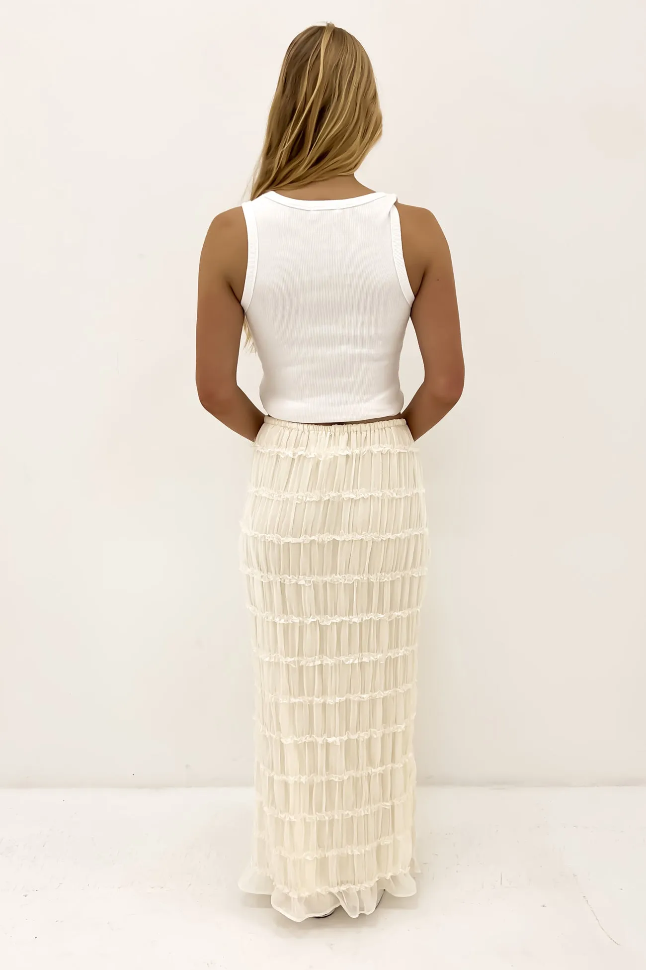 Unisex style Cozy Vibe Eloisa Maxi Skirt Cream