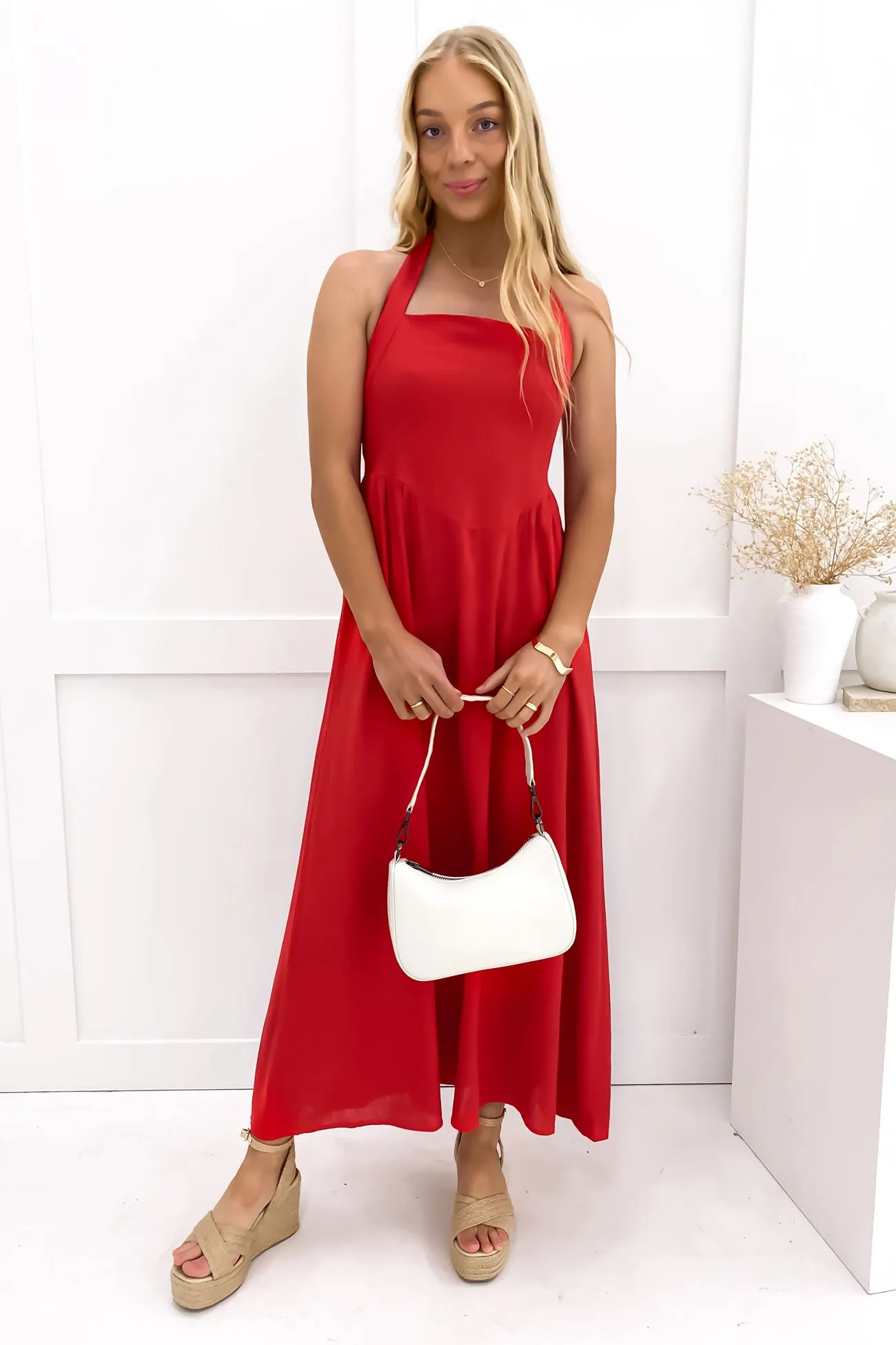 Bright Mood Vibrant Movement Elsie Midi Dress Red