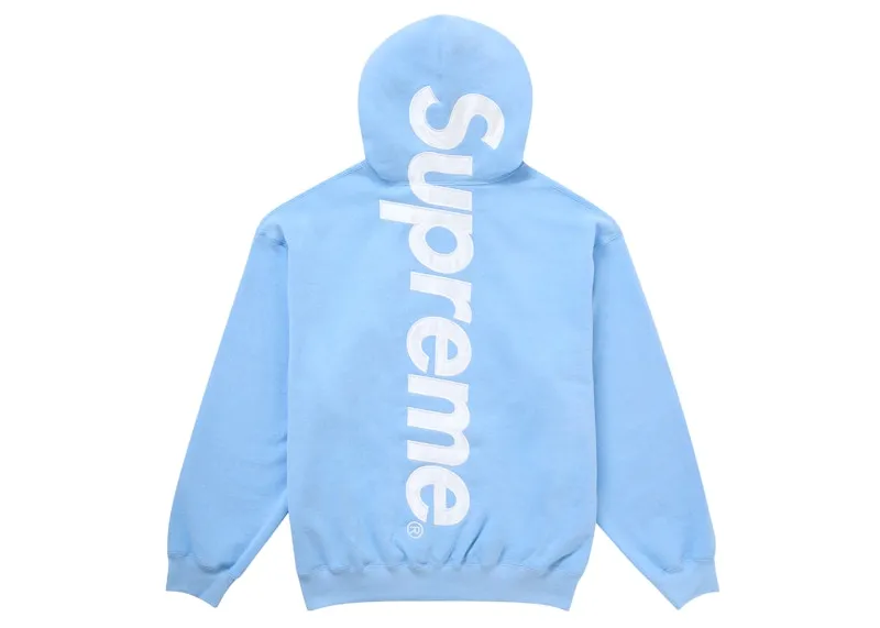 Supreme Satin Applique Hooded Sweatshirt Fw24 Light Blue fitted fit Hem Design