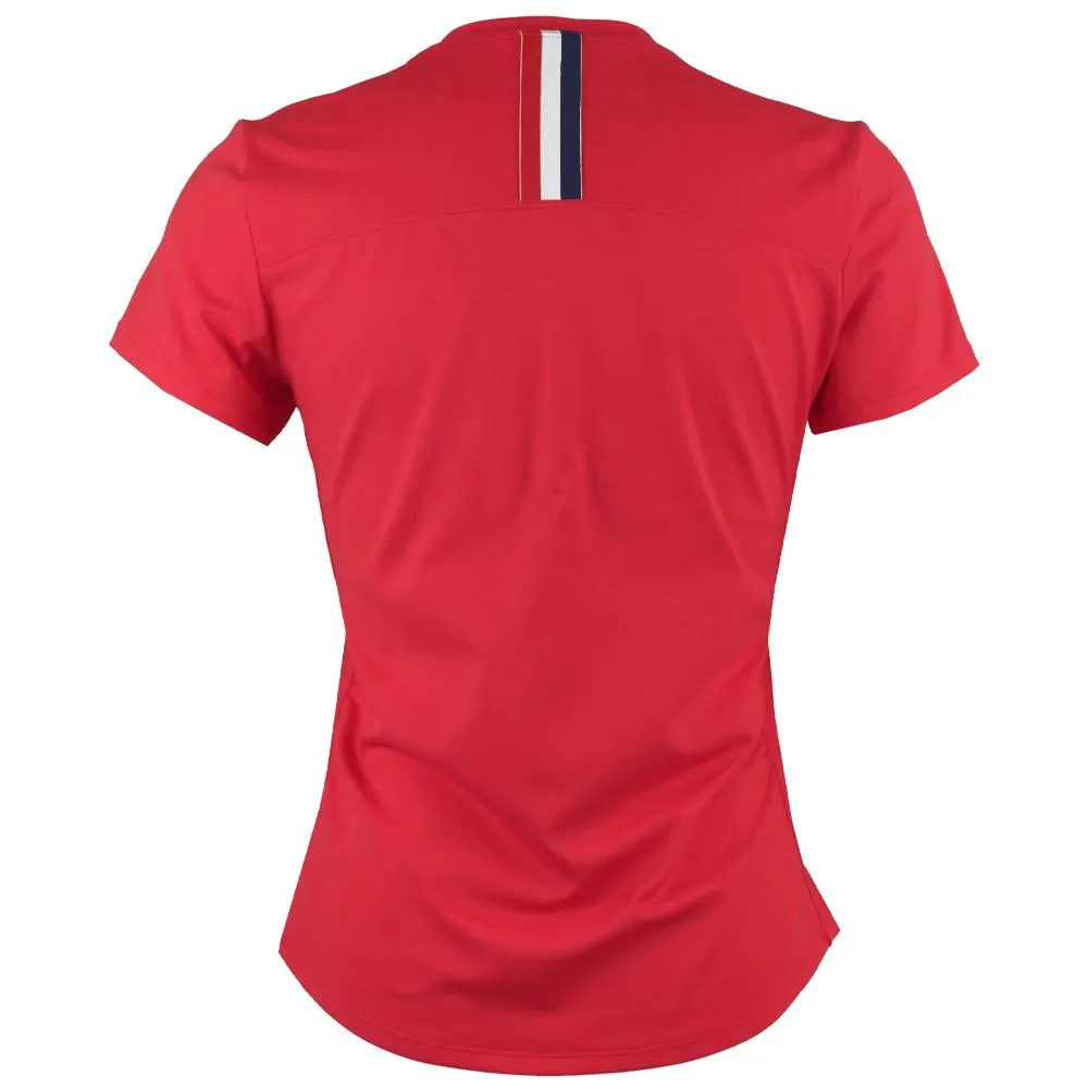 Embroidered Sofibella Women's Wild Flowers Short Sleeve - Berry Red Vintage design