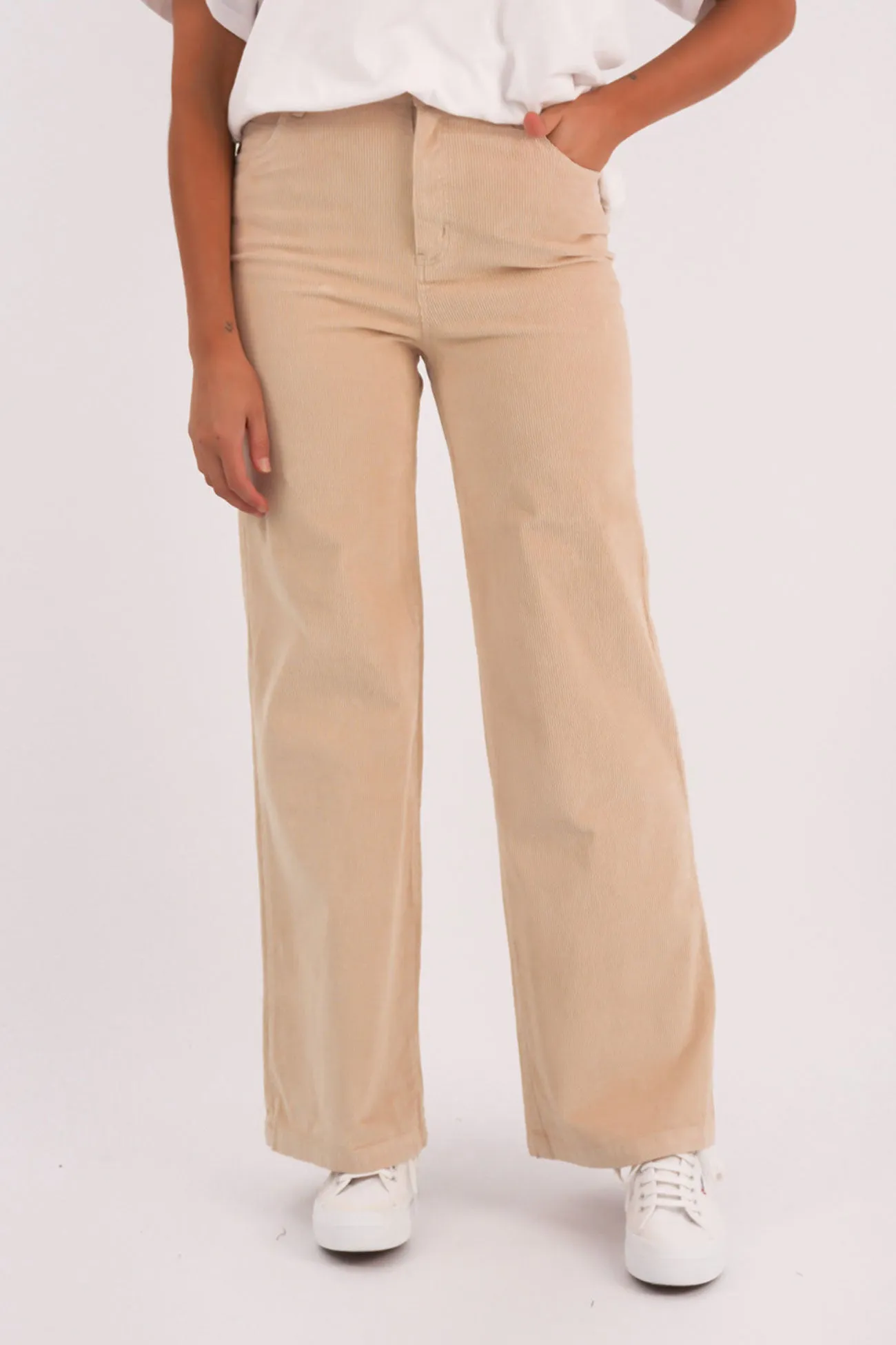 Metallic accents Abrasion Proof Reinforcements Emma Cord Pant Vanilla