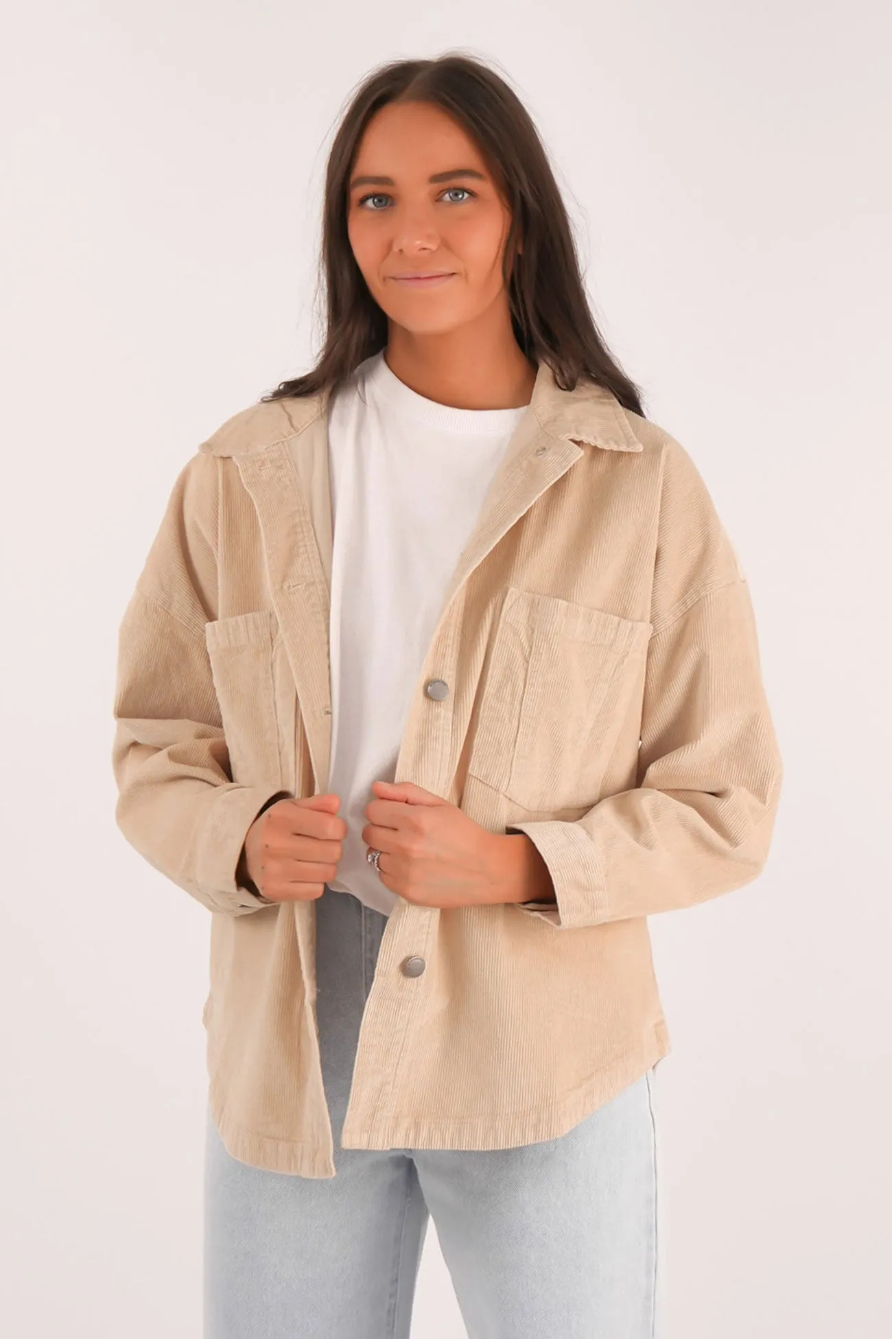 Emma Cord Shacket Vanilla Durable Water Repellent Finish