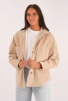 Emma Cord Shacket Vanilla Durable Water Repellent Finish