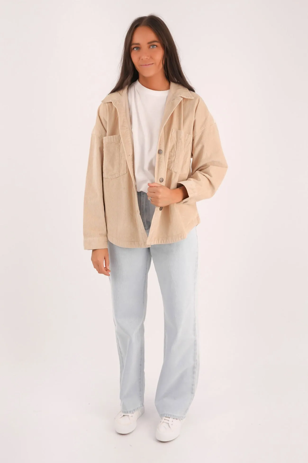 Anti Pilling Textile Emma Cord Shacket Vanilla