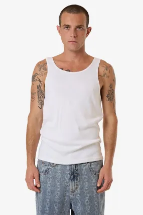 Endless Rib Tank White Yarn Dyed Colorfastness Thumbhole Cuffs