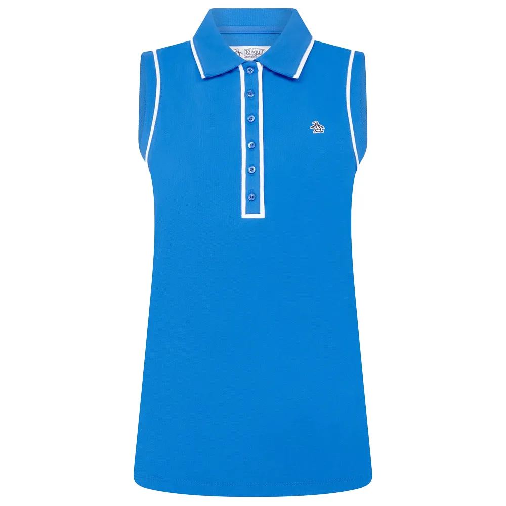 Ergonomic Design Penguin Women's Veronica Sleeveless Polo - French Blue smooth zipper