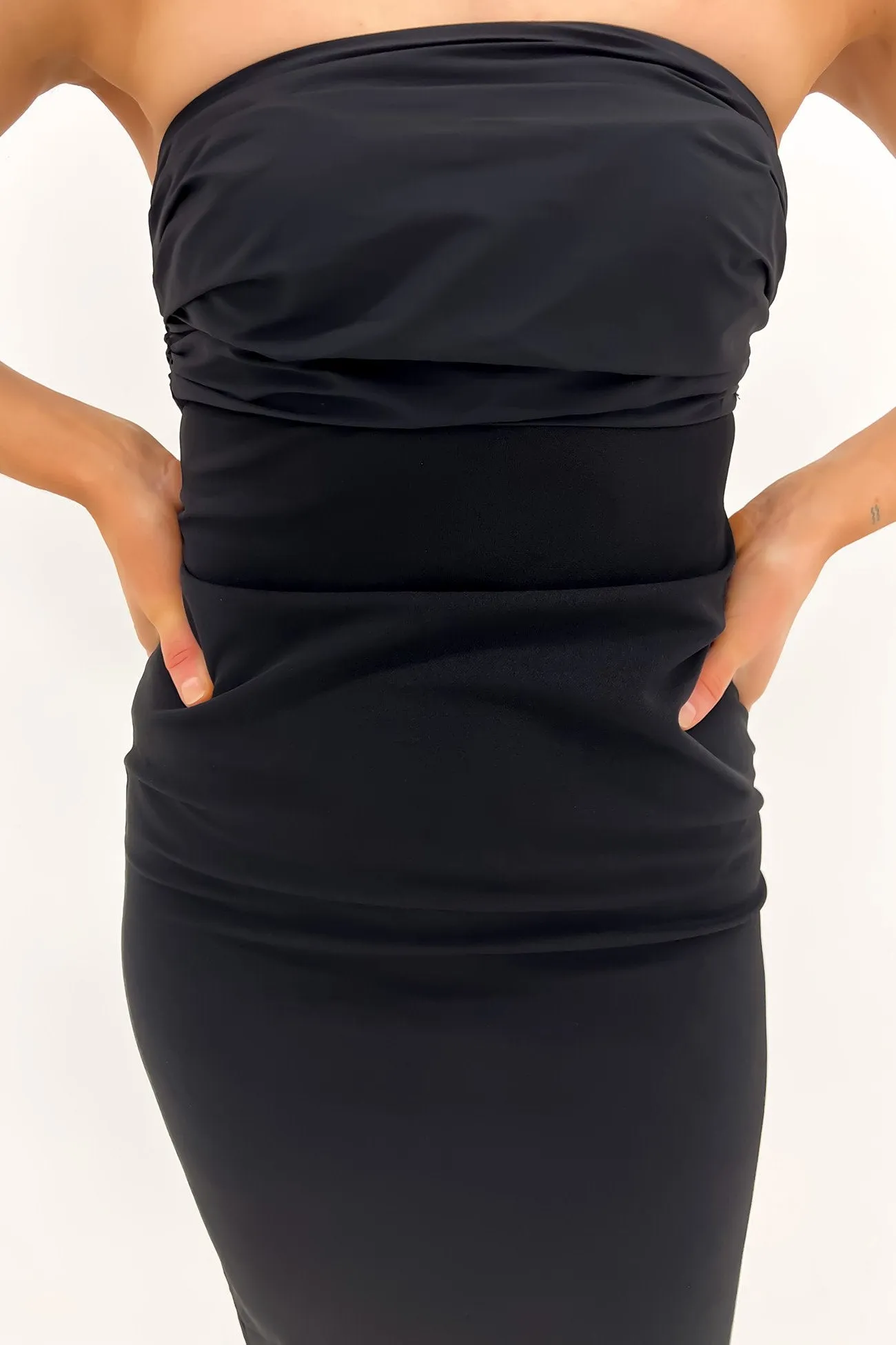 Stylish Touch Esmerelda Midi Dress Black