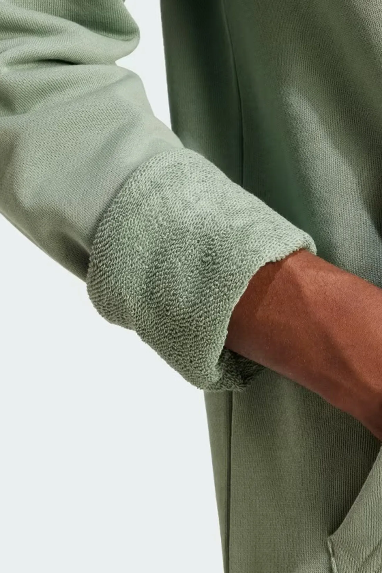 Essential Hoodie FT Silver Green Weekend Outing Wear Thermal Insulation
