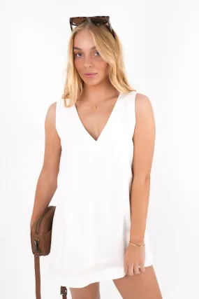 Essential Mini Dress White Casual Comfort Loose Fit
