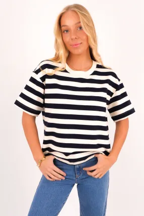 Seasonal Must-Have Frankie Tee Navy Stripe