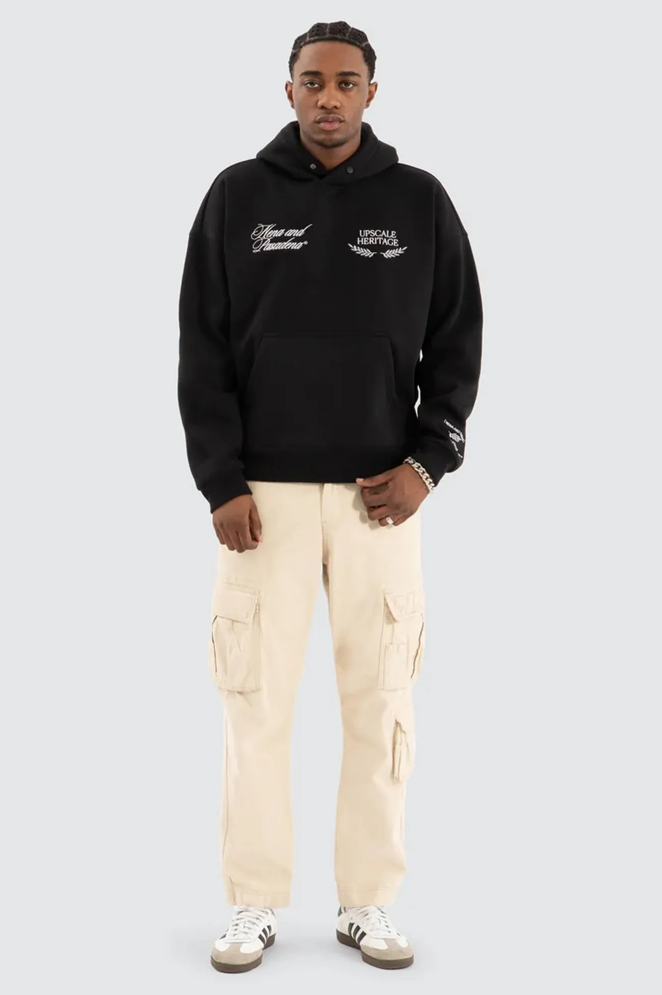 Travel Street Style Etiquette Box Fit Hoodie Jet Black