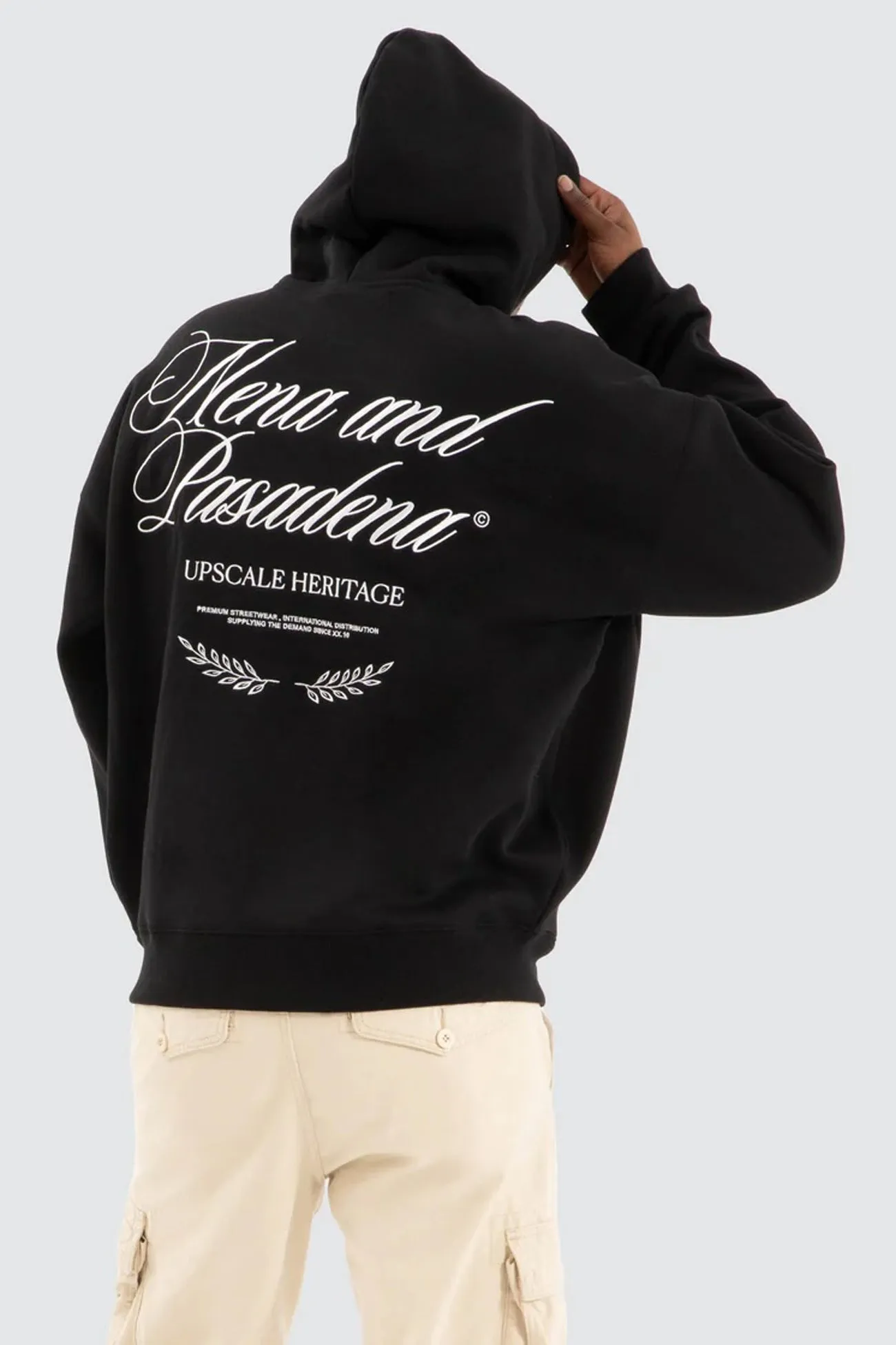 Elastic hem Etiquette Box Fit Hoodie Jet Black