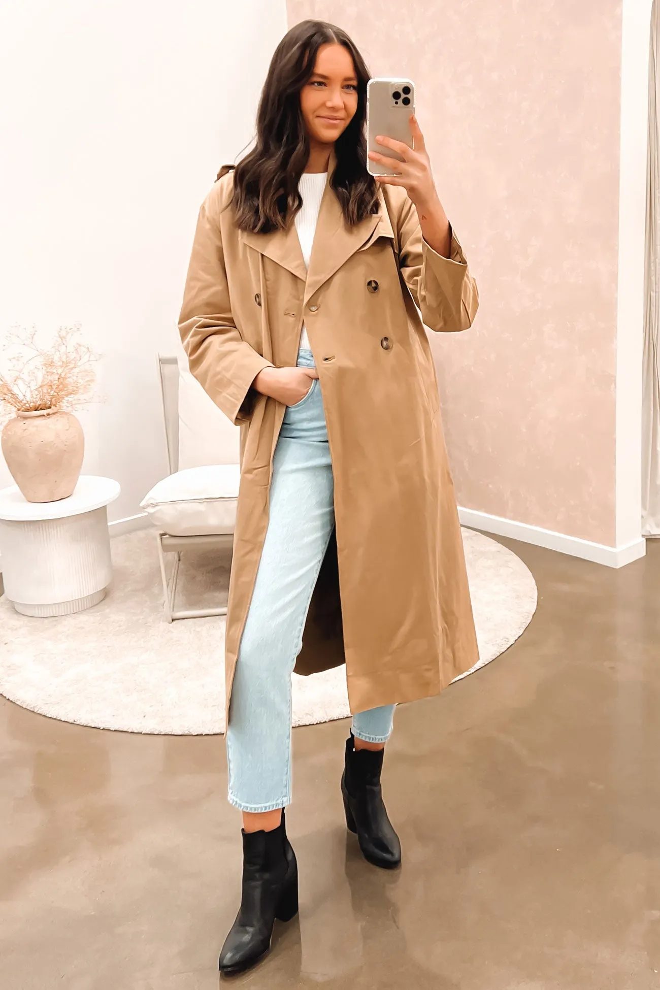 Multi Pocket Functionality Water Repellent Coating Evani Trench Beige