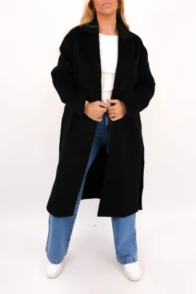 Eve Luxe Basic Coat Black Classic Casual Look Reinforced Edging