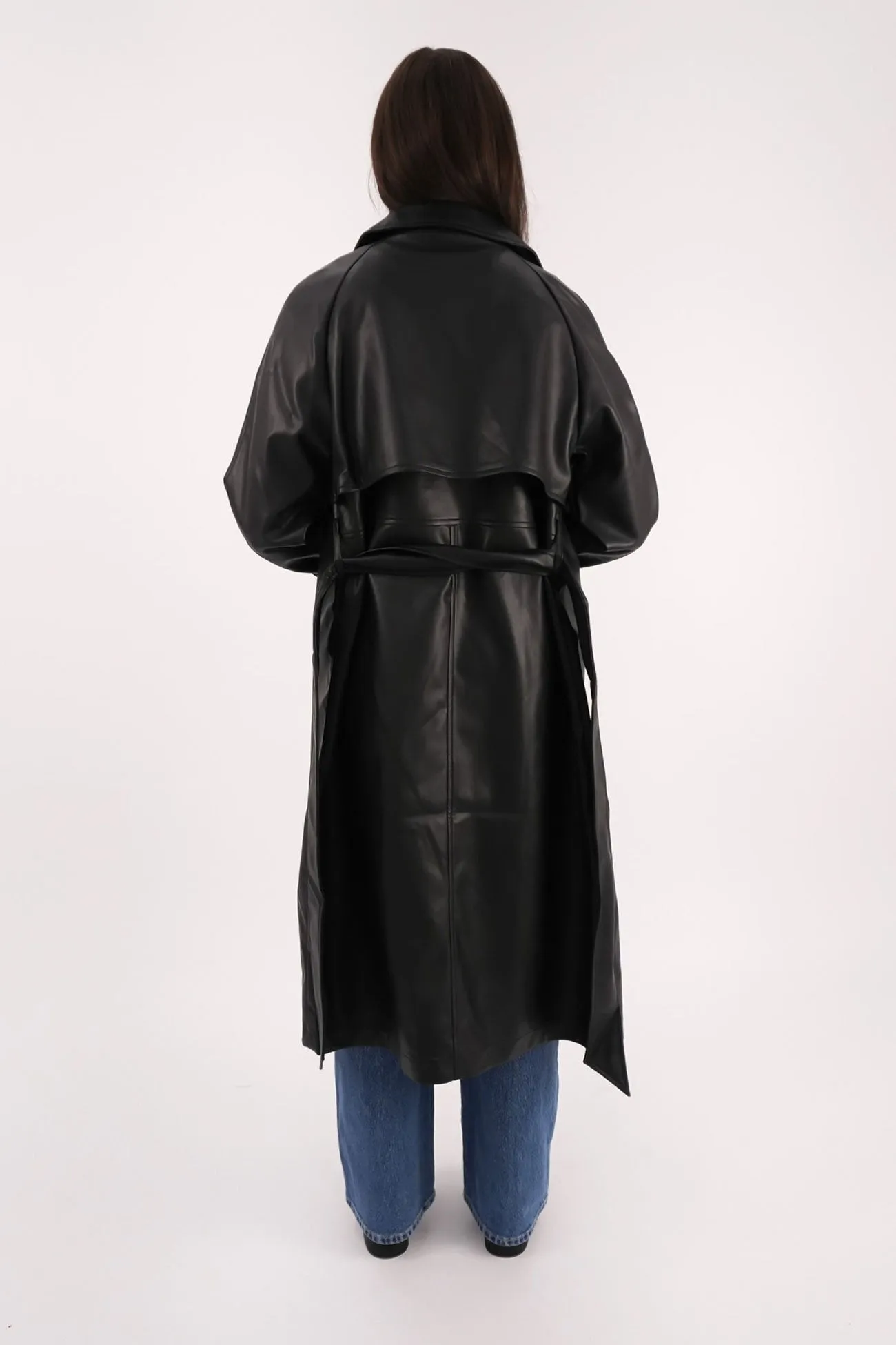 Eve Luxe Trench Coat Black Flexible Hem Adjustment