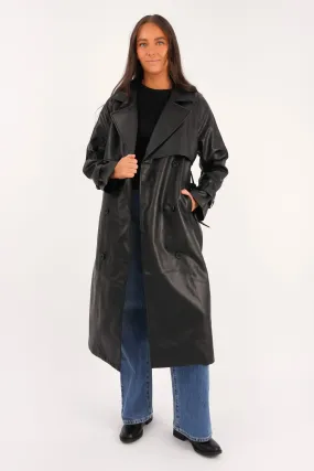 Simple Detail Eve Luxe Trench Coat Black