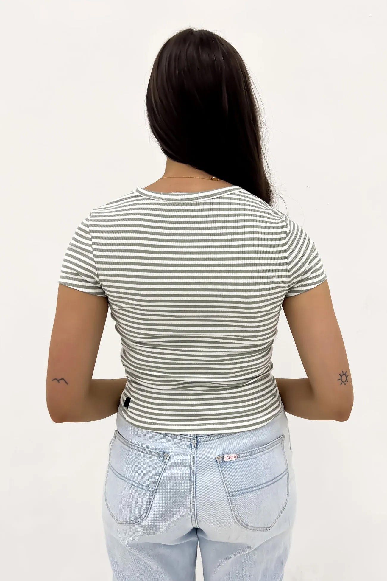 Functional Style Cool Vibes Eve Rib Stripe Tee Surf