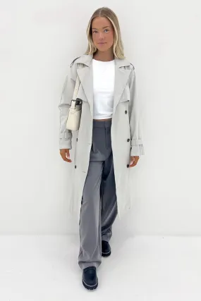 Casual Street Style Casual Fit Silhouette Eve Trench Coat Grey