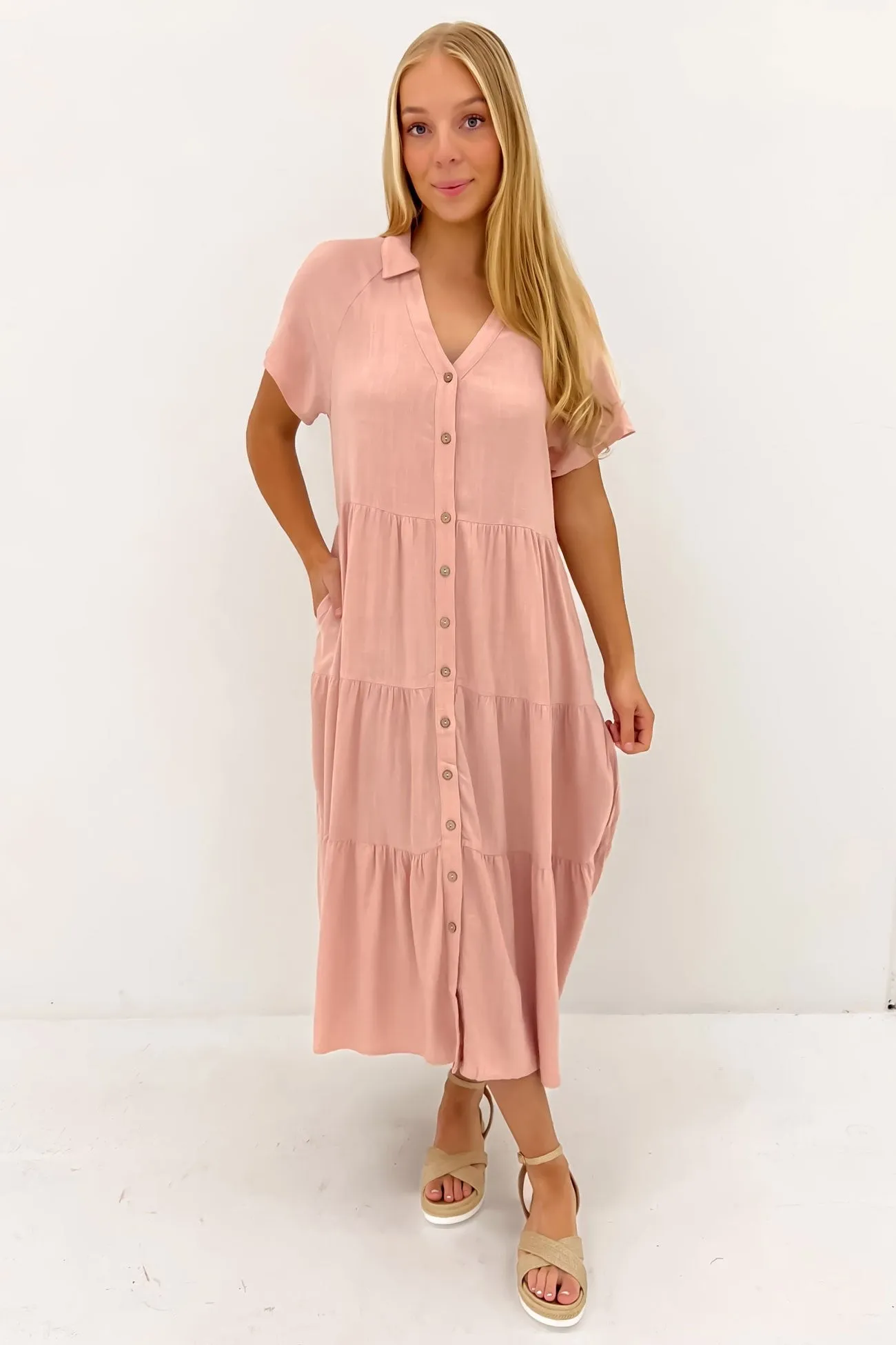Little Paradise Midi Dress Blush Chic Comfort