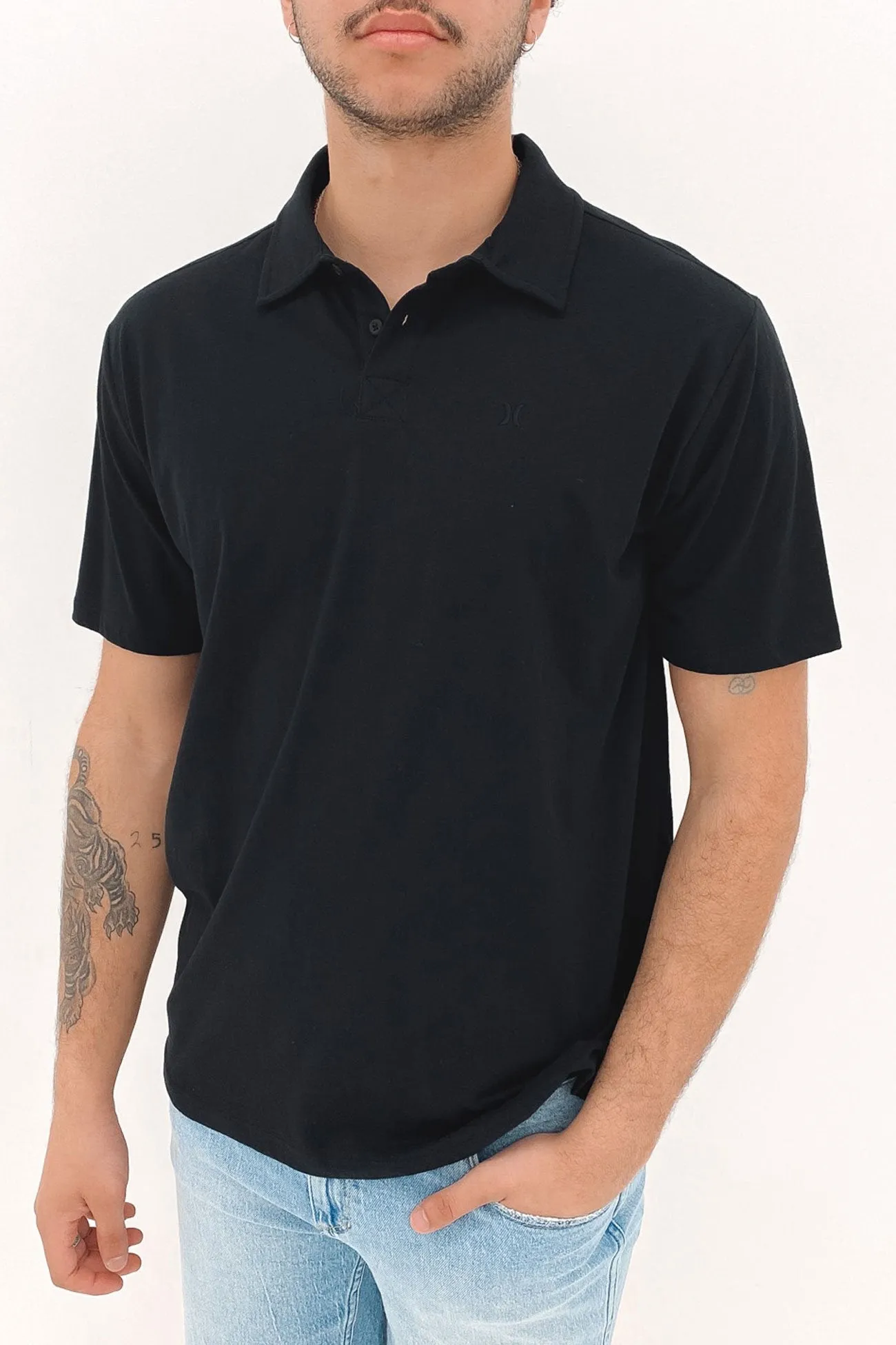Street Trend Look Midweight Knit H20-Dri Ace Polo Short Sleeve Shirt Black