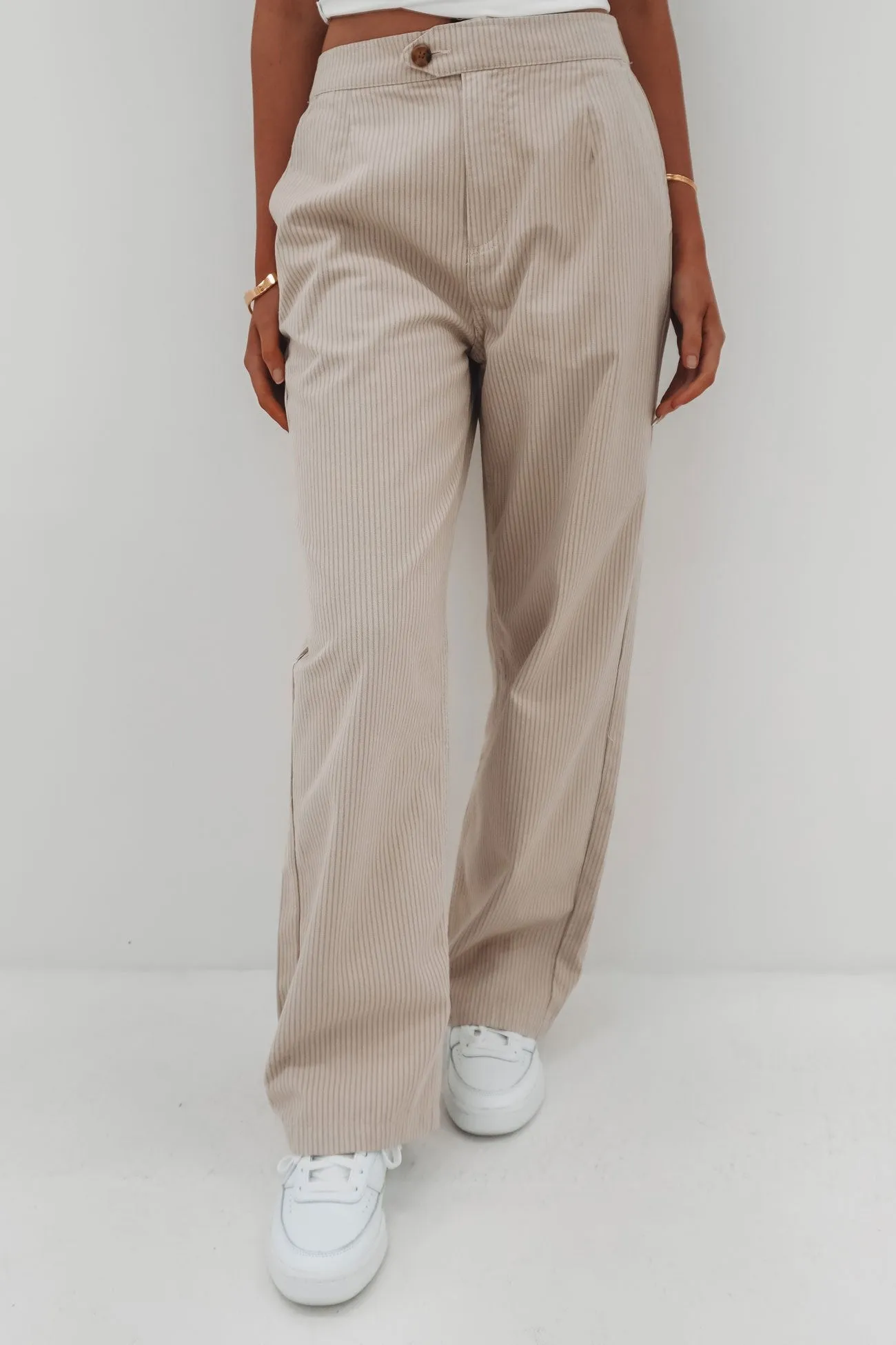 Sporty Style Simple Comfort Wear Stripe Hudson Pant Natural