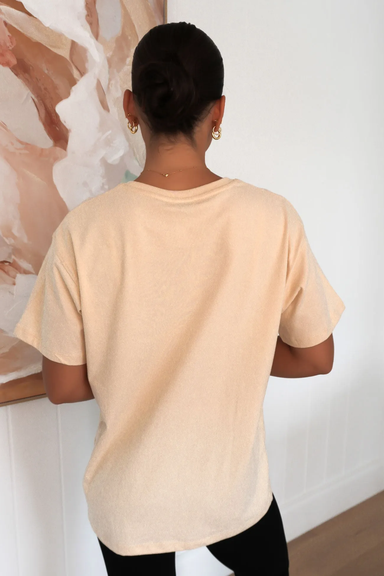 Popular Comfy and Soft Asher Logo Tee Beige