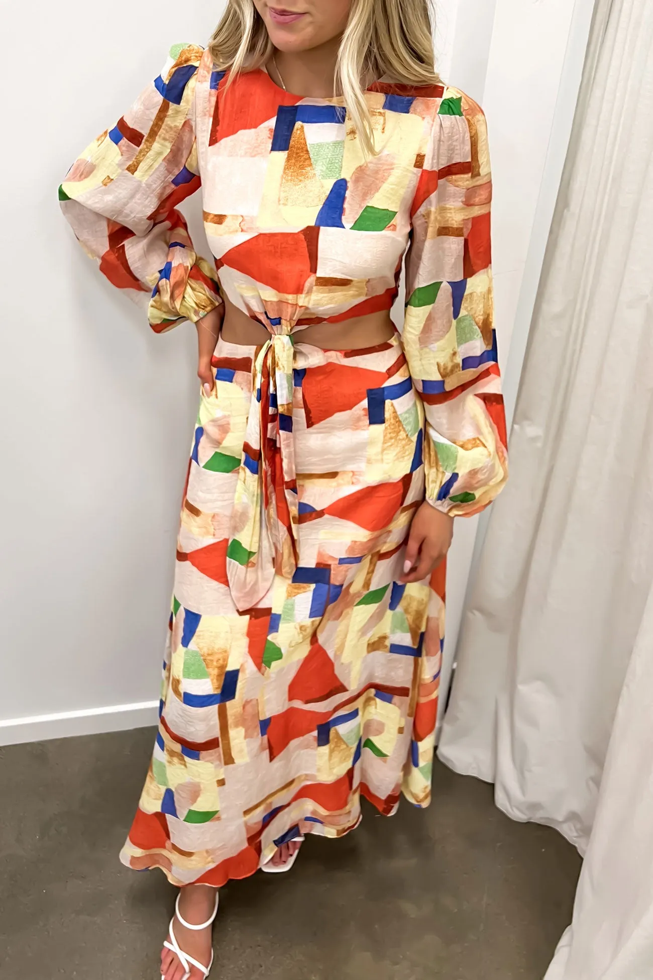 Beatrix Maxi Dress Rust Multi Open Design Casual Tone