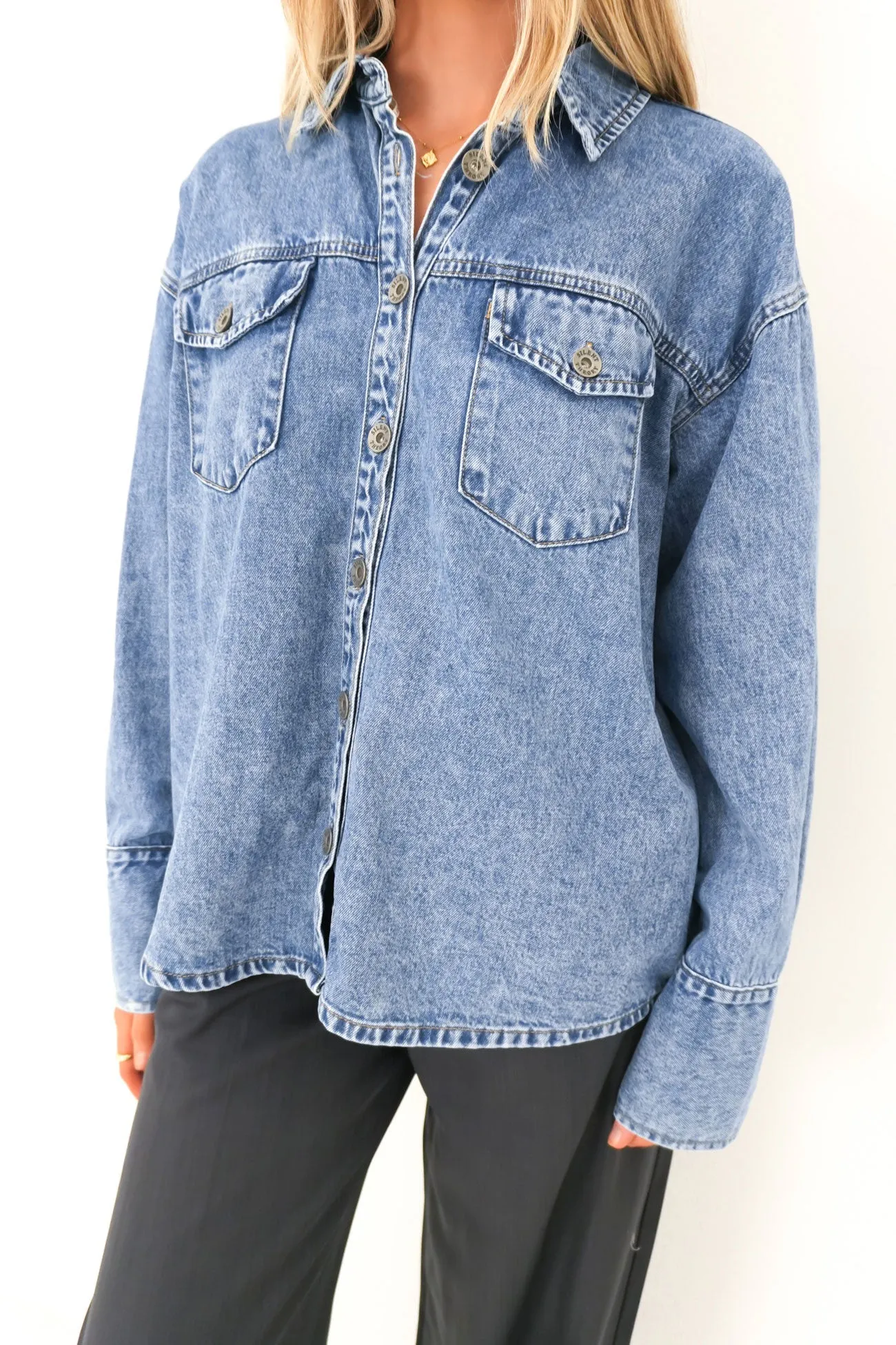 Mix-And-Match Comfortable Wear Aster Shirt Mid Blue